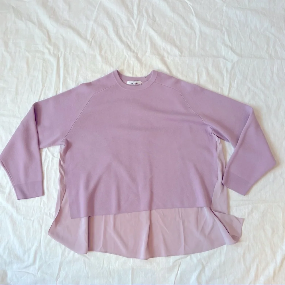 TIBI Silk Back Merino Wool Sweater In lilac - Picture 7 of 11